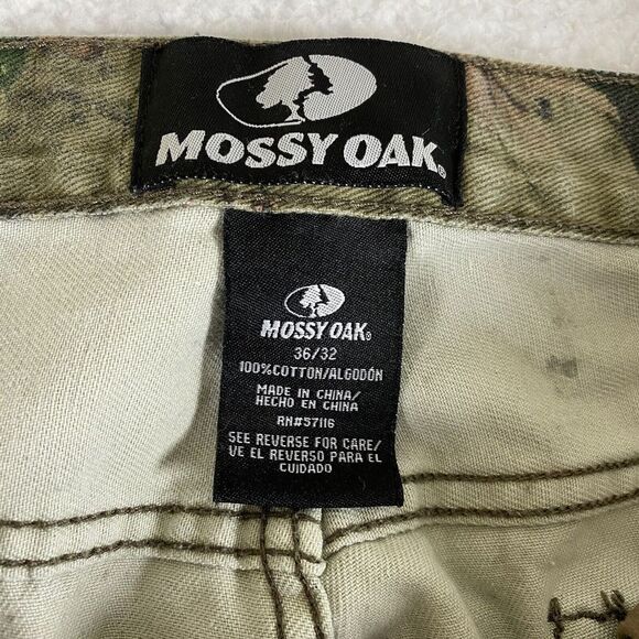 Mossy Oak Camo Pants Men 36x32 (Real 36x30) Camouflage Hunting Outdoor Y2K Green - Picture 3 of 11